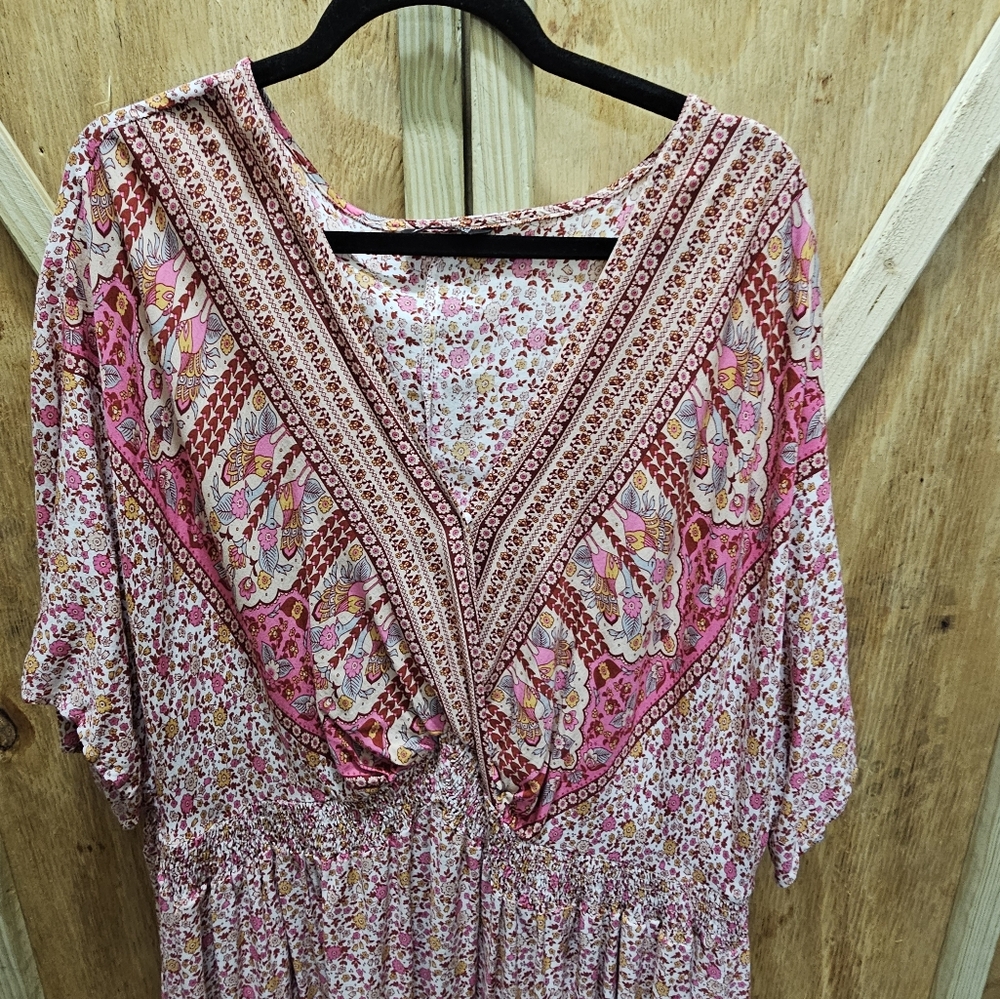 Bloomchic Bandana pocket batwing sleeve shirred wrsp dress